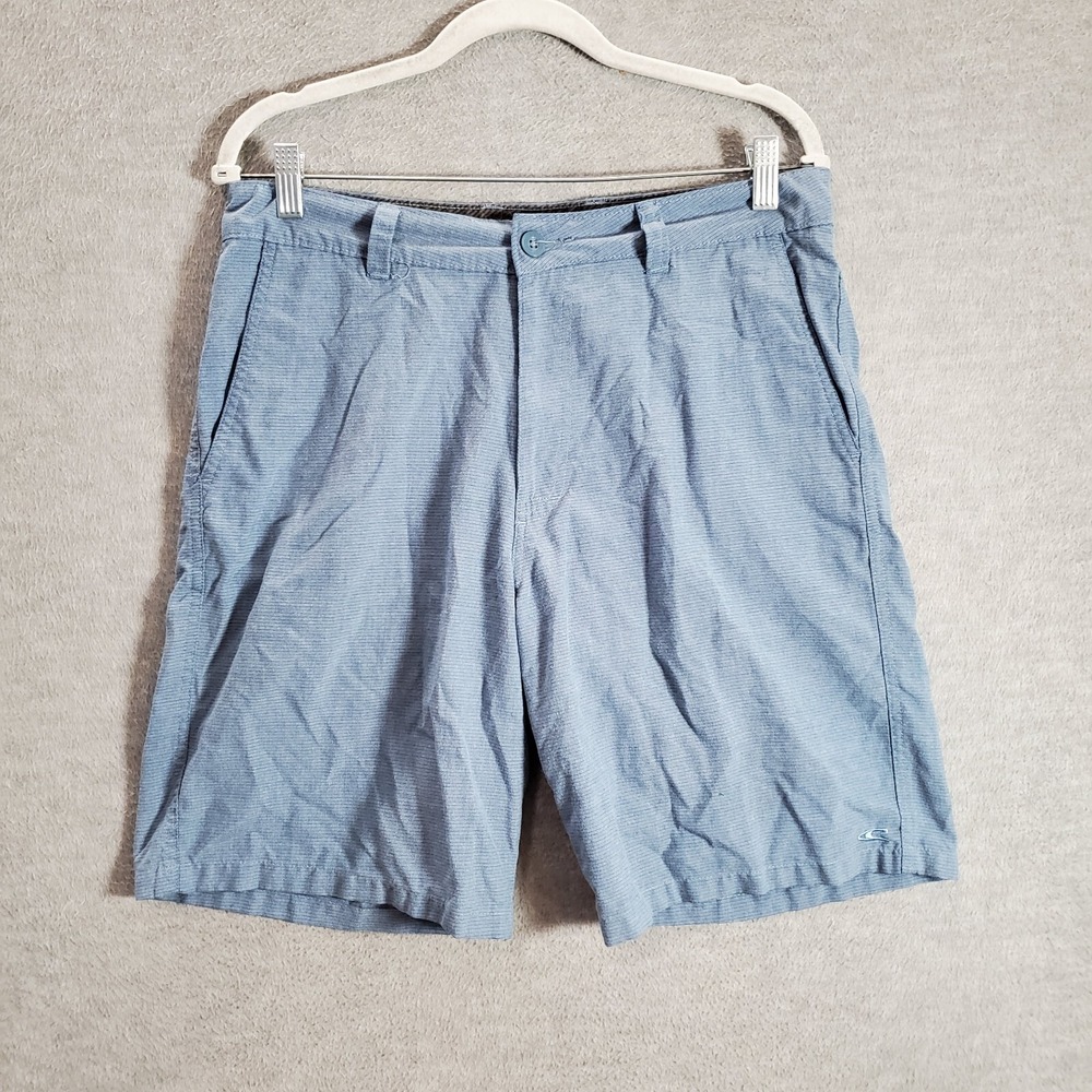 O'Neill Men Shorts 32 Blue Chino Pockets High‎ Rise Polyester Logo 9 in Inseam